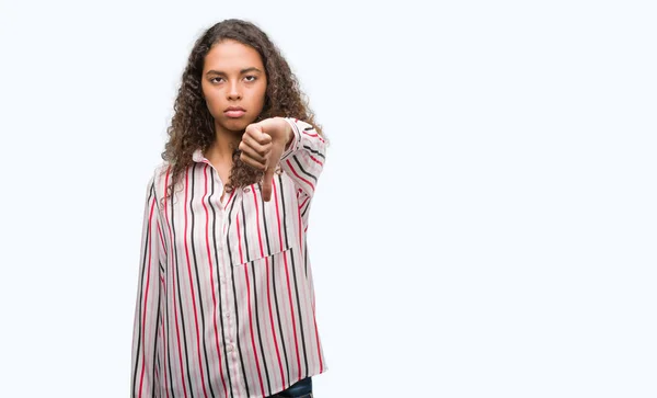 Beautiful Young Hispanic Woman Looking Unhappy Angry Showing Rejection Negative — Stock Photo, Image