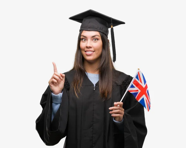 Fiatal Spanyol Visel Diplomát Egységes Gazdaság Zászlaja Egyesült Királyság Meglepett — Stock Fotó