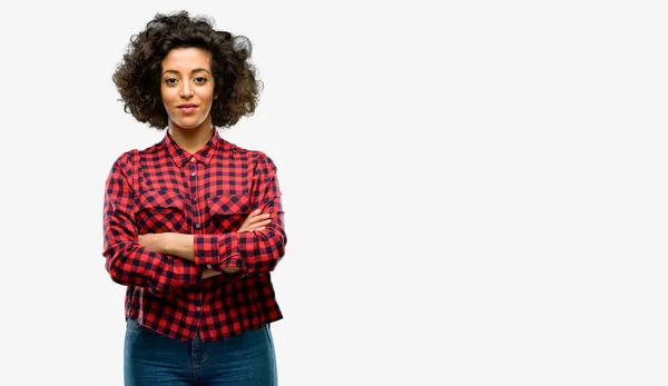 Hermosa Mujer Árabe Con Brazos Cruzados Segura Feliz Con Una — Foto de Stock