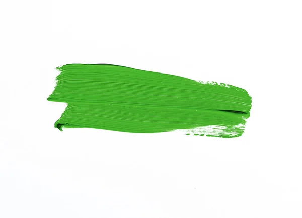 Groene Penseelstreek Geïsoleerd Witte Achtergrond — Stockfoto