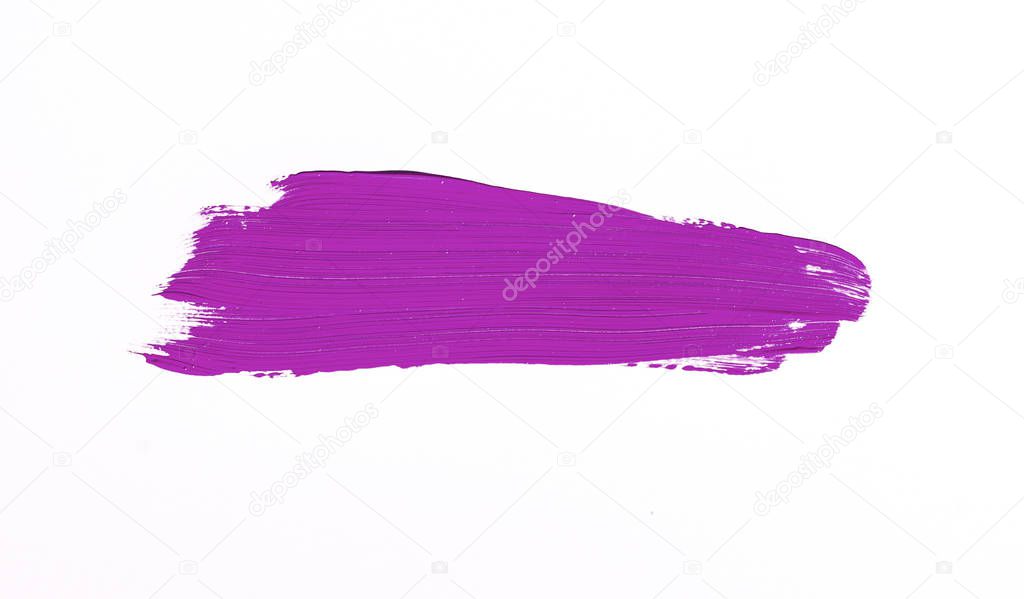 Purple brush stroke over white background