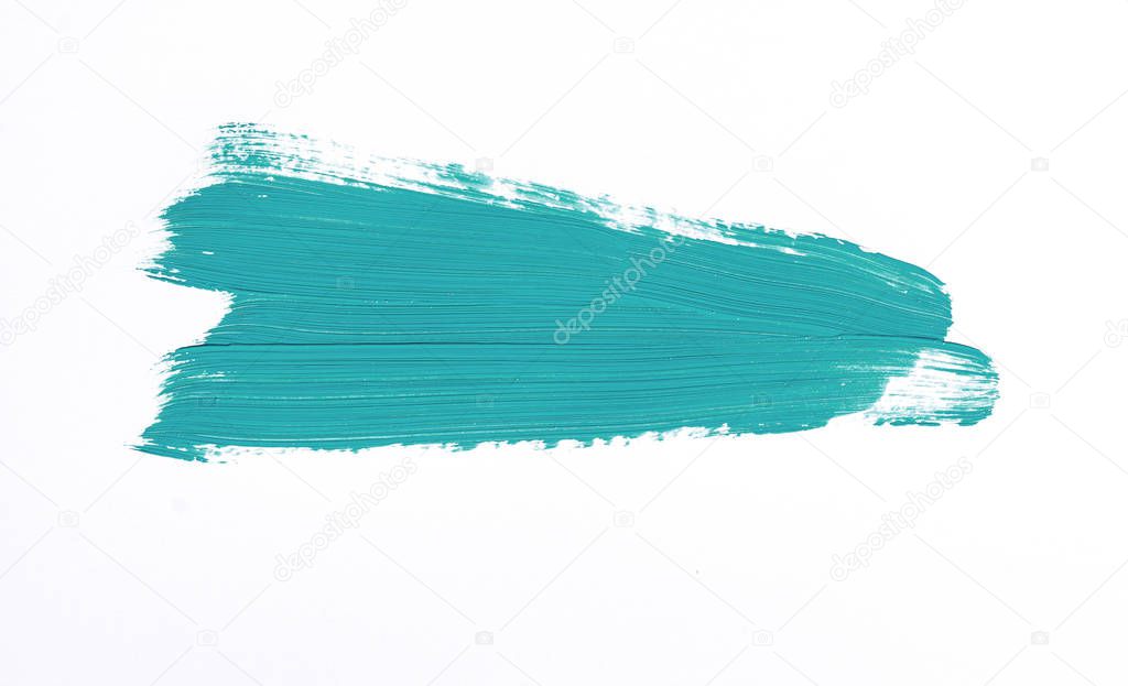 Turquoise brush stroke isolated over white background