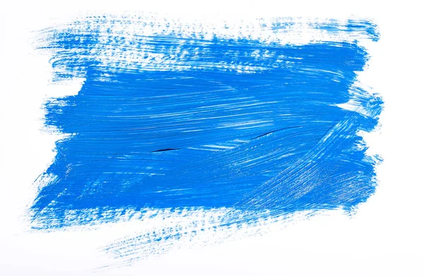 Pincelada Azul Aislada Sobre Fondo Blanco —  Fotos de Stock
