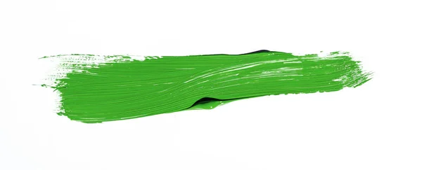Coup Pinceau Vert Isolé Sur Fond Blanc — Photo