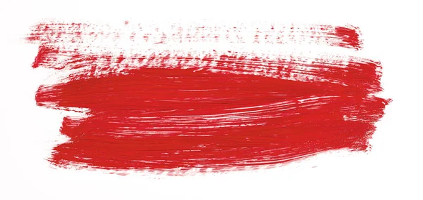 Röd Penseldraget Isolerade Över Vit Bakgrund — Stockfoto