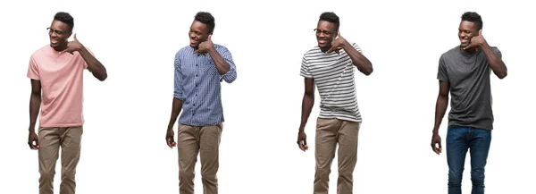 Collage Van Afro Amerikaanse Man Dragen Verschillende Outfits Doen Glimlachen — Stockfoto