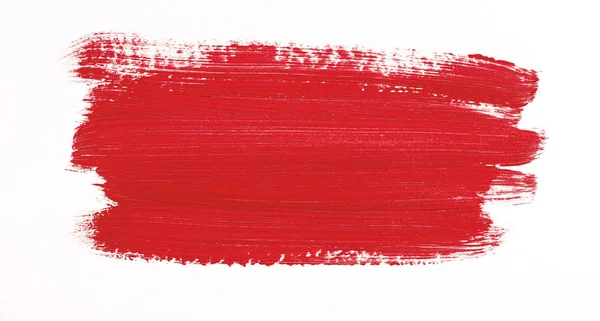 Beyaz Arka Plan Üzerinde Izole Kırmızı Fırça Darbesi — Stok fotoğraf