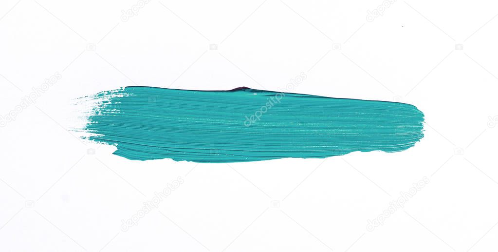 Turquoise brush stroke isolated over white background