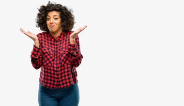 Güzel Arap kadın şüphe ifade, şaşırtmak ve kavramı, belirsiz gelecek merak ediyorum