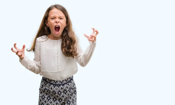 Brunette Hispanic Girl Crazy Mad Shouting Yelling Aggressive Expression Arms — Stock Photo, Image