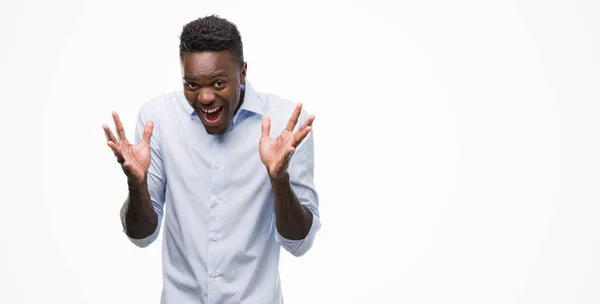 Jovem Afro Americano Vestindo Uma Camisa Muito Feliz Animado Expressão — Fotografia de Stock