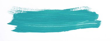Beyaz arka plan üzerinde izole turkuaz fırça darbesi