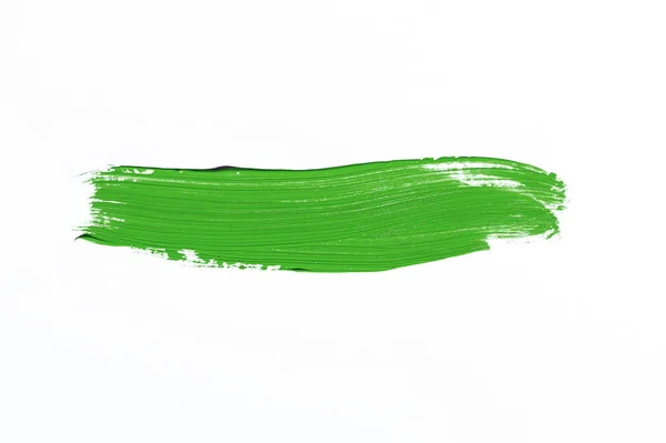 Grüner Pinselstrich Isoliert Über Weißem Hintergrund — Stockfoto