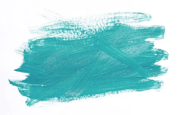 白い背景に分離したターコイズ ブルーのブラシ ストローク — ストック写真
