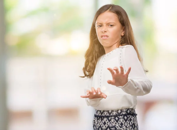 Brunette Hispanic Girl Disgusted Expression Displeased Fearful Doing Disgust Face — Stock Photo, Image