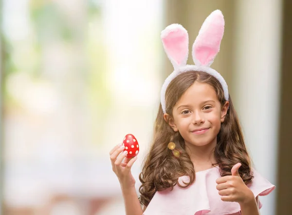 Brunette Spaanse Meisje Dragen Pasen Konijn Oren Blij Met Grote — Stockfoto