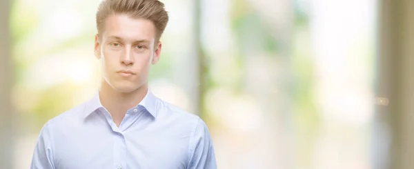 Young Handsome Blond Man Confident Expression Smart Face Thinking Serious — Stock Photo, Image