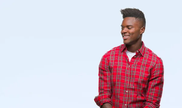 Jovem Homem Afro Americano Sobre Fundo Isolado Olhando Para Lado — Fotografia de Stock