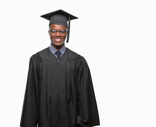 Ung Utexaminerades Afroamerikanska Mannen Över Isolerade Bakgrund Med Glad Och — Stockfoto