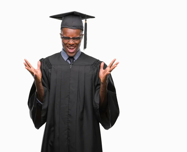 Junger Afrikanisch Amerikanischer Akademiker Mit Isoliertem Hintergrund Verrückt Und Verrückt — Stockfoto