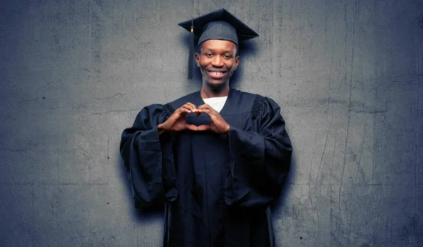 Mladí Africké Postgraduální Student Černé Muž Šťastný Zobrazeno Láska Rukama — Stock fotografie