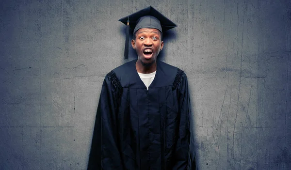 Joven Estudiante Posgrado Africano Hombre Negro Estresante Aterrorizado Por Pánico —  Fotos de Stock