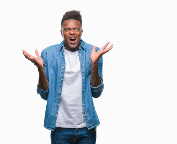 Young African American Man Isolated Background Celebrating Crazy Amazed Success — Stock Photo, Image