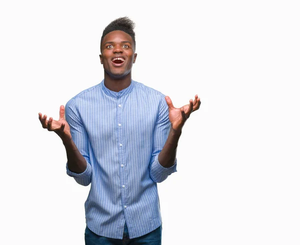 Jonge Afro Amerikaanse Zakenman Geïsoleerde Achtergrond Gekke Gekke Schreeuwen Schreeuwen — Stockfoto