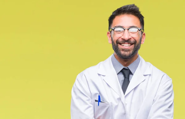 Científico Hispano Adulto Hombre Médico Con Una Bata Blanca Sobre — Foto de Stock