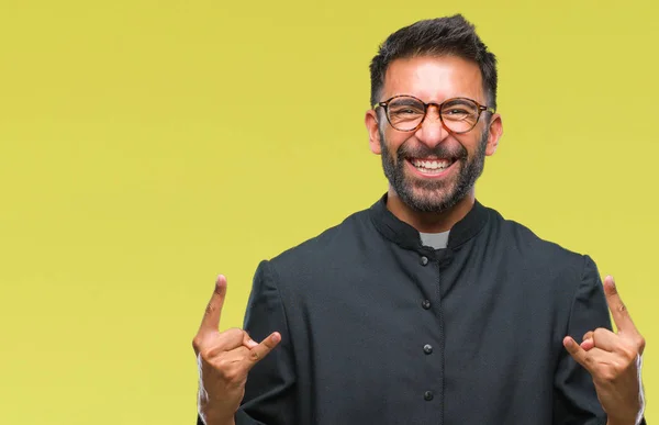 Yetişkin Spanyol Katolik Rahip Adam Deli Ifade Rock Simge Elle — Stok fotoğraf