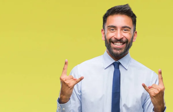 Hombre Negocios Hispano Adulto Sobre Fondo Aislado Gritando Con Expresión —  Fotos de Stock