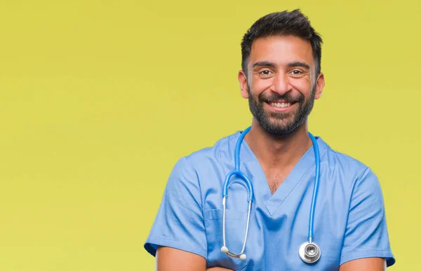 Erwachsene Hispanische Arzt Oder Chirurg Mann Über Isoliertem Hintergrund Glückliches — Stockfoto