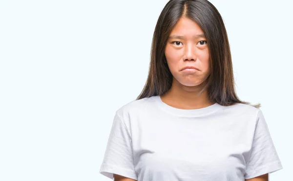 Giovane Donna Asiatica Sfondo Isolato Depresso Preoccupazione Angoscia Piangendo Arrabbiato — Foto Stock