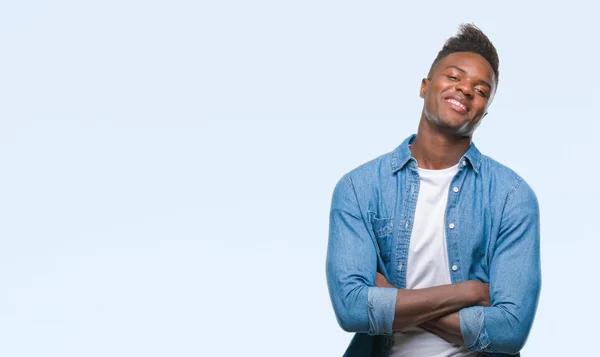 Jonge Afro Amerikaanse Man Geïsoleerde Achtergrond Blij Gezicht Lachend Met — Stockfoto