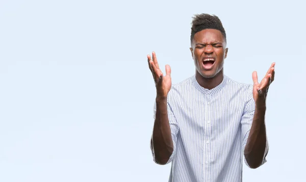 Jovem Afro Americano Sobre Fundo Isolado Celebrando Louco Louco Pelo — Fotografia de Stock