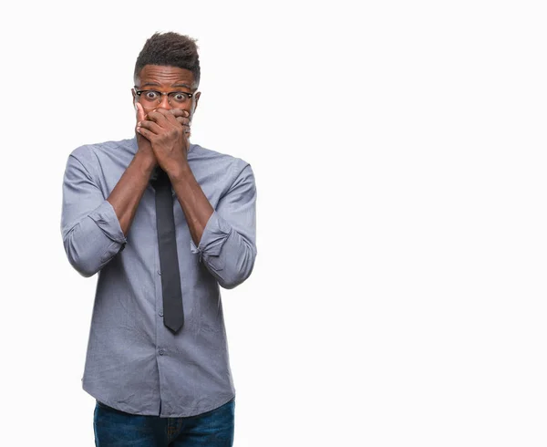 Junge Afrikanisch Amerikanische Geschäftsmann Über Isolierten Hintergrund Schockiert Mund Mit — Stockfoto