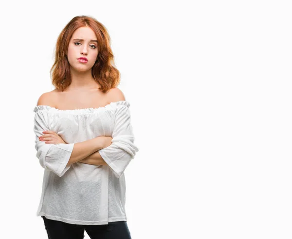 Young Beautiful Woman Isolated Background Skeptic Nervous Disapproving Expression Face — Stock Photo, Image