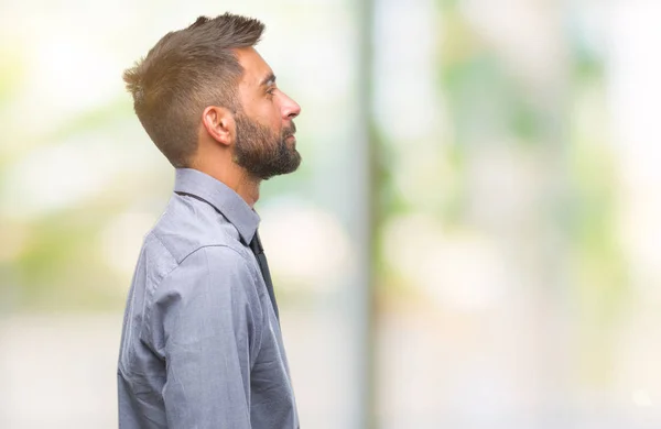 Volwassen Spaanse Zakenman Geïsoleerde Achtergrond Zoek Naar Kant Ontspannen Profiel — Stockfoto