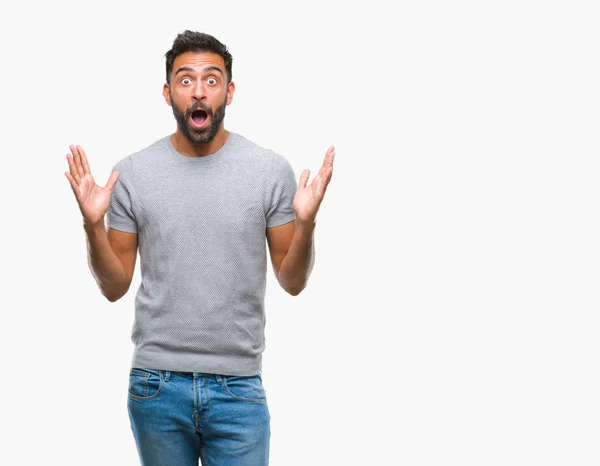 Hombre Hispano Adulto Sobre Fondo Aislado Celebrando Loco Sorprendido Por — Foto de Stock