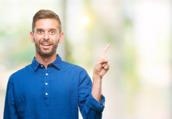 Jovem Homem Bonito Sobre Fundo Isolado Com Grande Sorriso Rosto — Fotografia de Stock