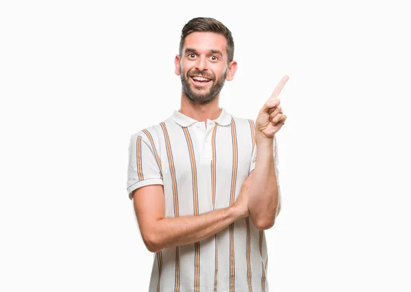 Joven Hombre Guapo Sobre Fondo Aislado Con Una Gran Sonrisa — Foto de Stock