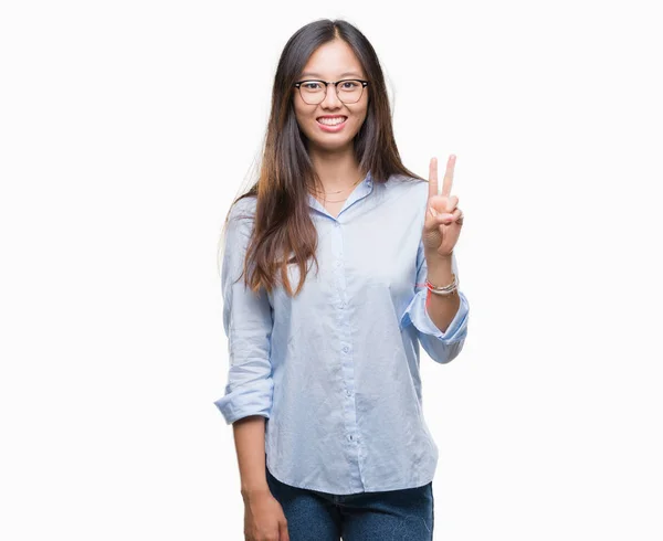 Junge Asiatische Geschäftsfrau Trägt Eine Brille Über Isoliertem Hintergrund Und — Stockfoto