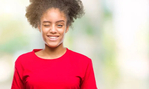 Młody Afro American Kobieta Białym Tle Mrugając Patrząc Kamery Sexy — Zdjęcie stockowe
