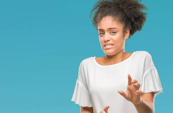 Giovane Donna Afro Americana Sfondo Isolato Espressione Disgustata Dispiaciuto Timoroso — Foto Stock