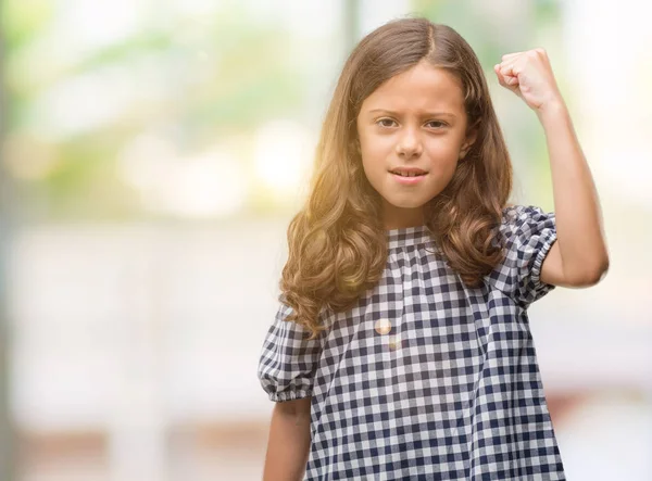 Brunette Hispanic Girl Wearing Black White Dress Annoyed Frustrated Shouting — Stock Photo, Image