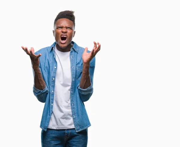 Junger Afrikanisch Amerikanischer Mann Mit Isoliertem Hintergrund Verrückt Und Verrückt — Stockfoto