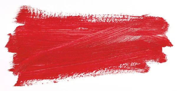 Червоний Штрих Пензля Ізольовано Білому Тлі — стокове фото