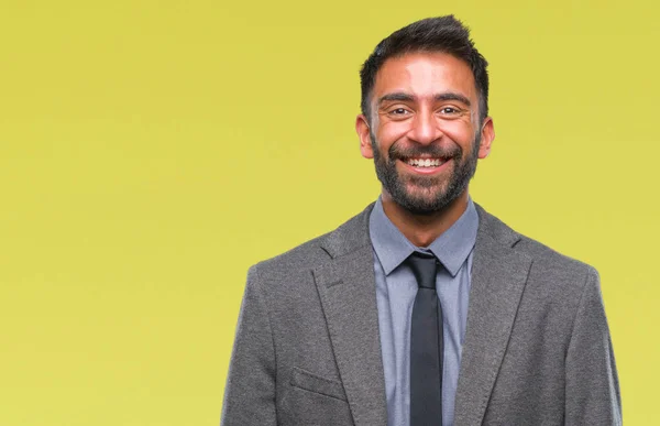 Homem Negócios Hispânico Adulto Sobre Fundo Isolado Com Sorriso Feliz — Fotografia de Stock