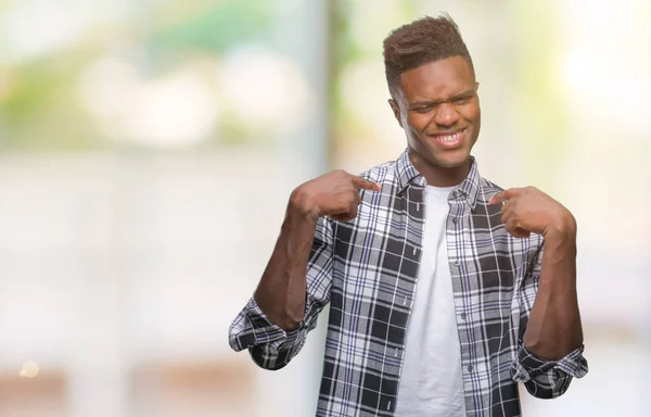 Young African American Man Isolated Background Looking Confident Smile Face — Stock Photo, Image