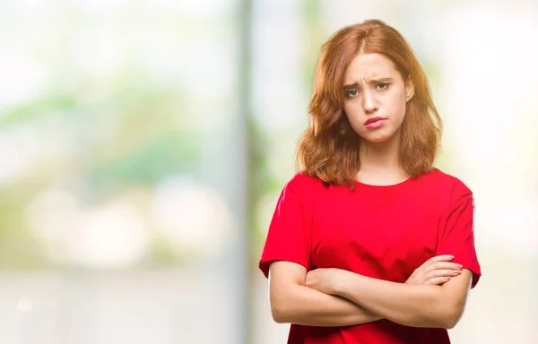 Ung Vacker Kvinna Över Isolerade Bakgrund Skeptiker Och Nervös Ogillande — Stockfoto